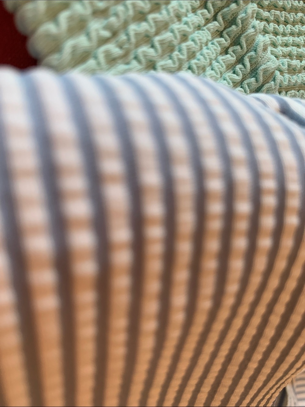 H&M 2 Ribbed Bikini Tops & 1 Bottom Mint, Cream, Blue/White Stripe Size 18 - Picture 7 of 7